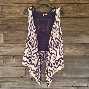 MOTH Anthropologie Purple & White Patterned Sleeveless Vest Size M/ L